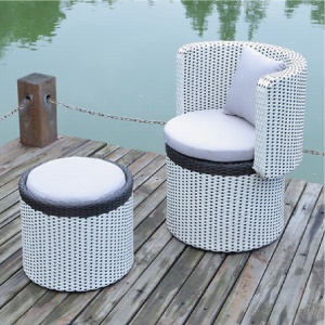 圓形編籐椅子套裝