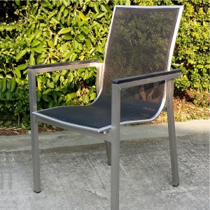 仿不銹鋼鋁椅（黑色網布）Buy 3 get 1 free