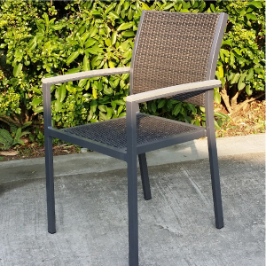 網布鋁椅（灰黑色架，深啡色仿籐）Buy 3 get 1 free