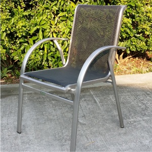 彎把手仿不銹鋼鋁椅（黑色網布）Buy 3 get 1 free