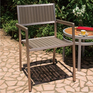 塑木面仿不銹鋼鋁椅（灰色塑木）Buy 3 get 1 free