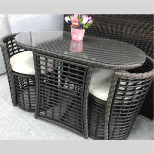 優質鋁架仿籐鵝蛋型枱 + 兩椅